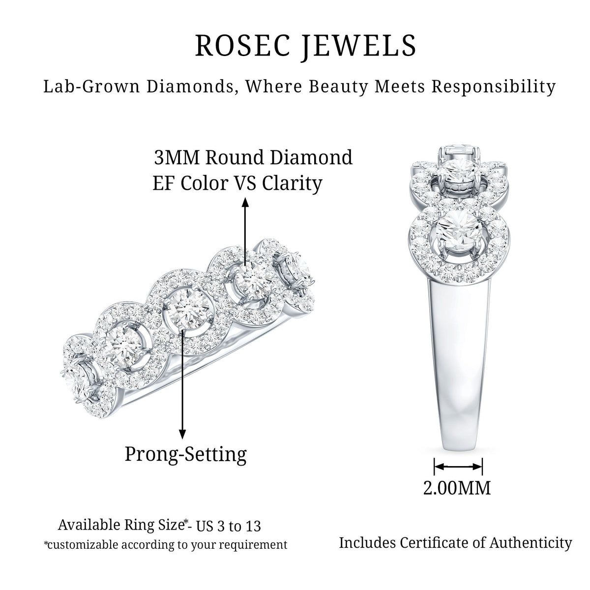 Certified Lab Created Diamond Wedding Band Ring