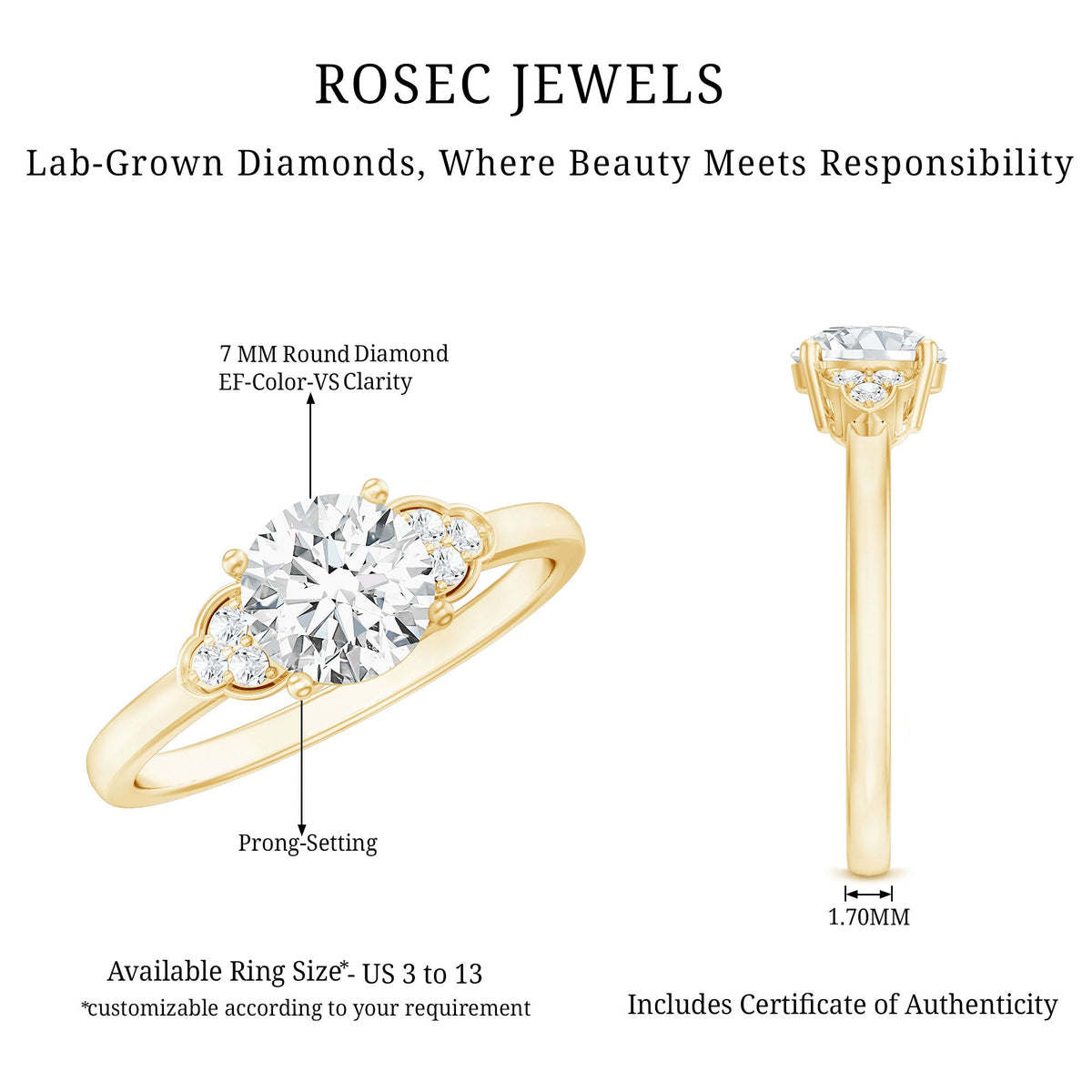 Classic Lab Diamond Circle Engagement Ring With Certificate