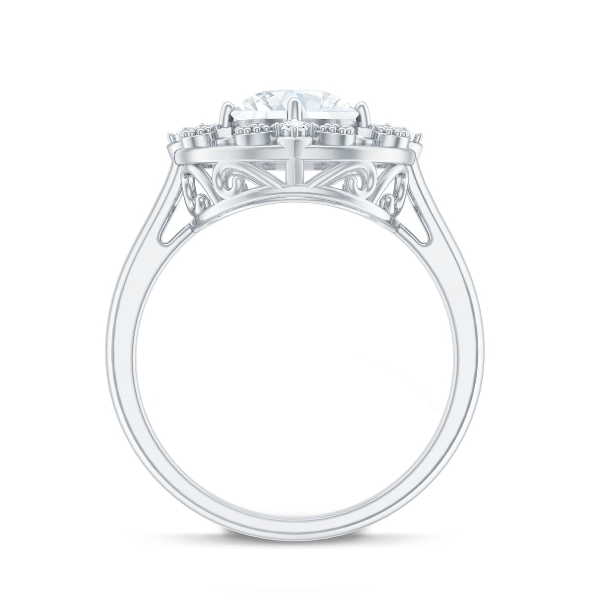 Certified Lab Grown Diamond Beaded Engagement Ring for Women