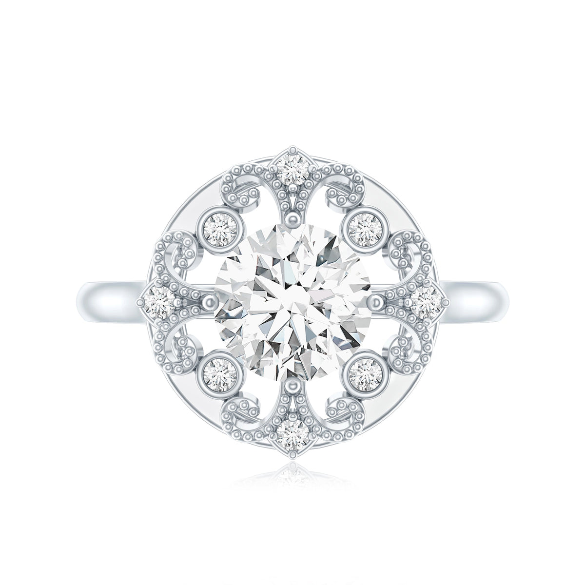 Certified Lab Grown Diamond Beaded Engagement Ring for Women