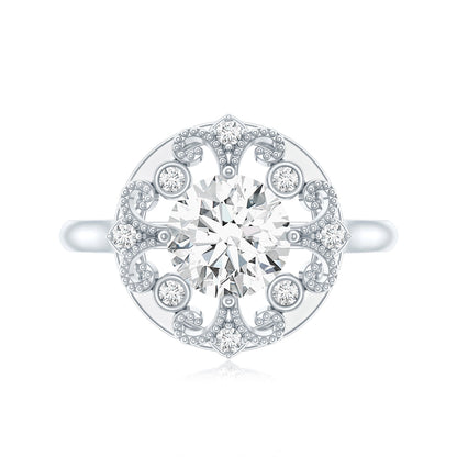 Certified Lab Grown Diamond Beaded Engagement Ring for Women