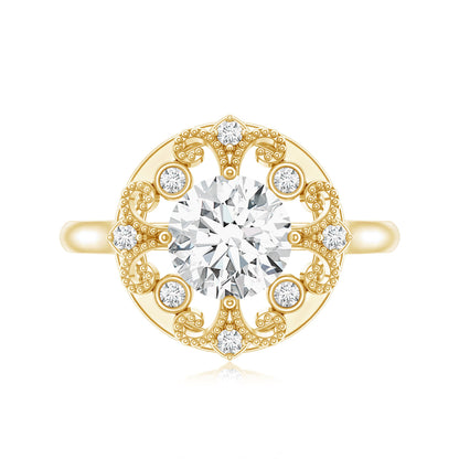 Certified Lab Grown Diamond Beaded Engagement Ring for Women