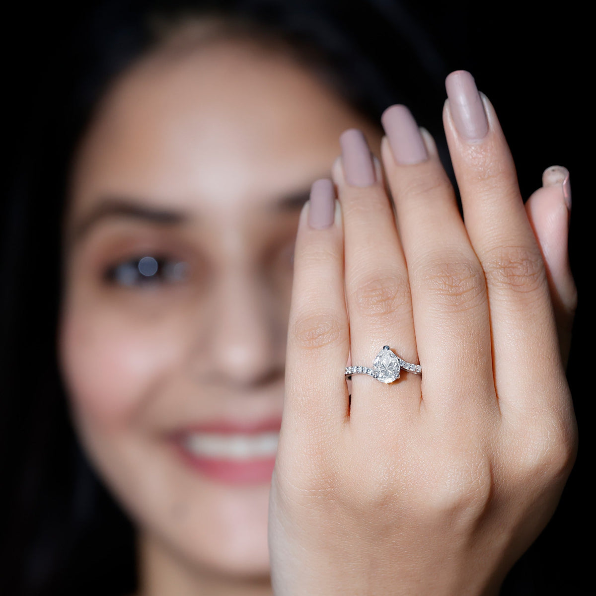 Certified 1.3 Carat Pear Cut Lab Created Diamond Teardrop Engagement Ring
