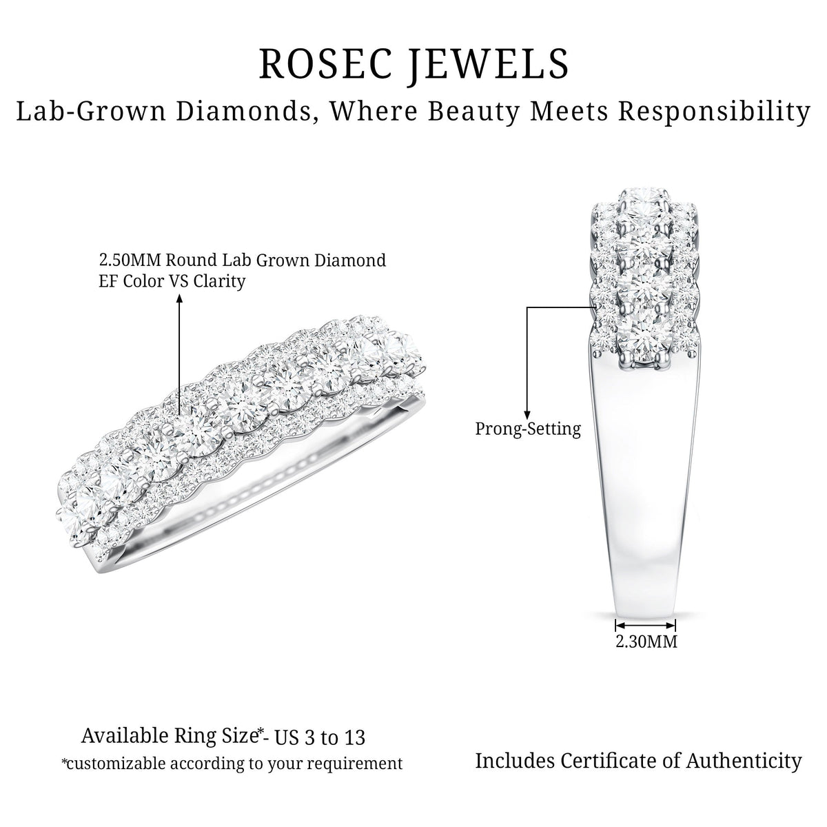 Certified Diamond Half Eternity Anniversary Ring