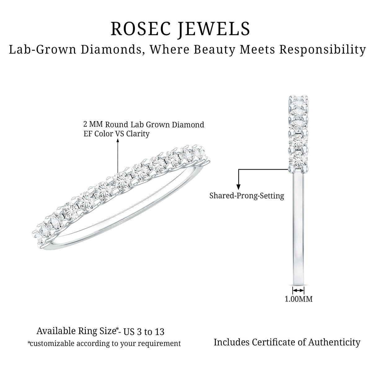 Lab Grown Diamond Eternity Stackable Ring