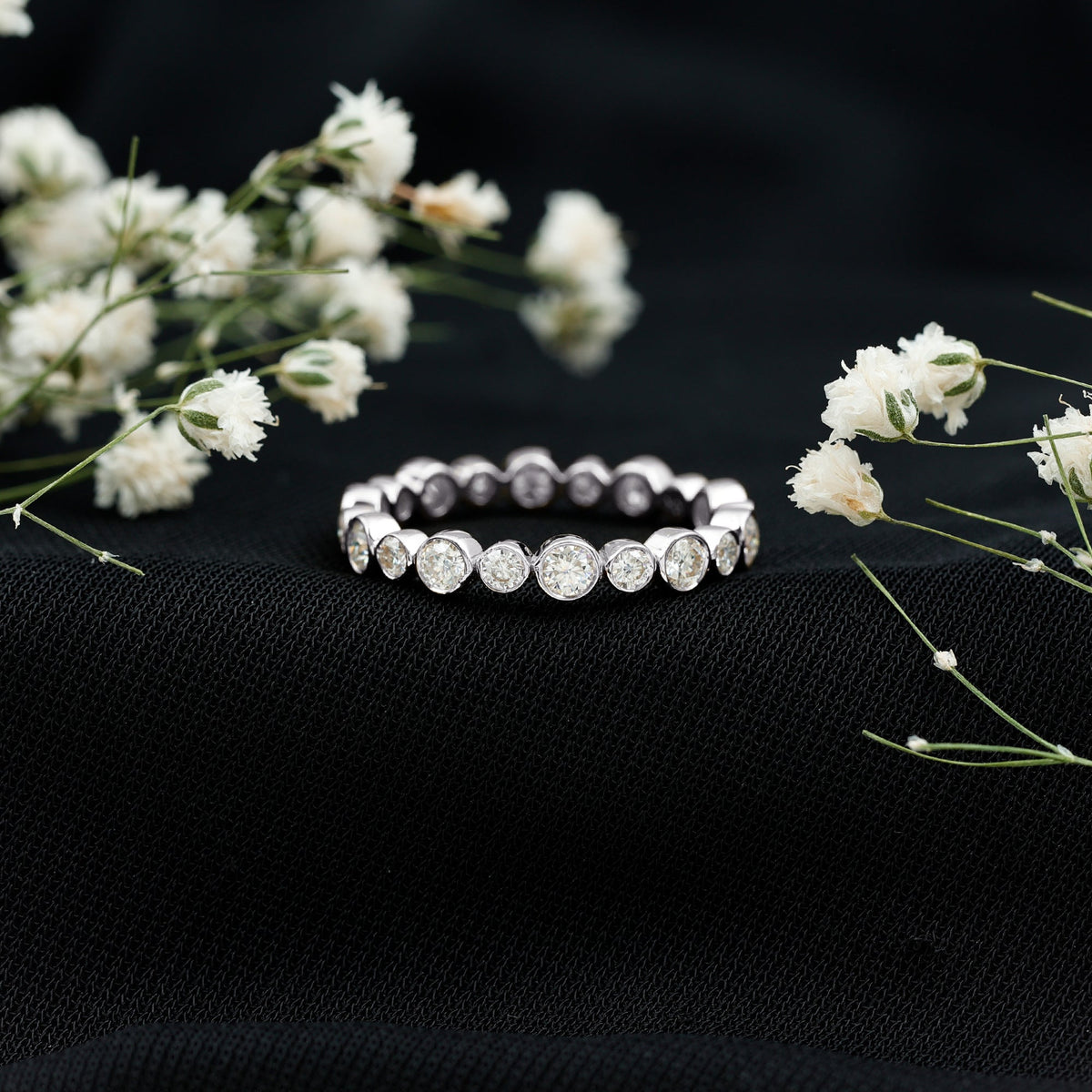 Round Cut Lab Grown Diamond Bezel Set Eternity Band