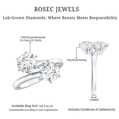 Certified Lab Created Diamond Moi Et Toi Engagement Ring for Women