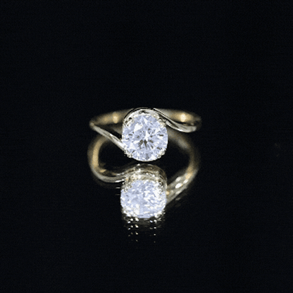 Lab Grown 2 Carat Diamond Bypass Engagement Ring With Diagonal 4 Prong