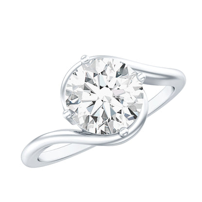 Lab Grown 2 Carat Diamond Bypass Engagement Ring With Diagonal 4 Prong