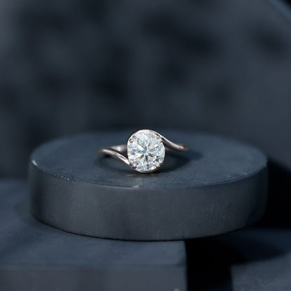 Lab Grown 2 Carat Diamond Bypass Engagement Ring With Diagonal 4 Prong