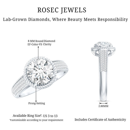 Lab Grown Diamond Circle Engagement Ring With Rope Frame