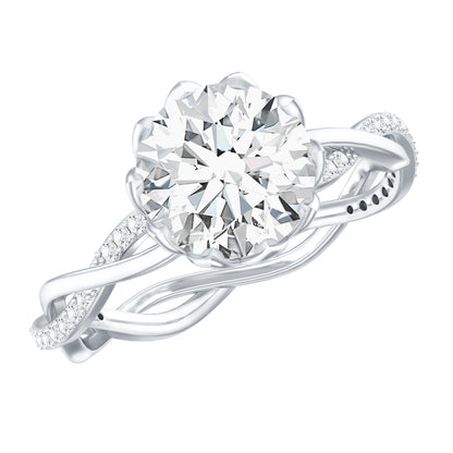 Round Cut Lab Grown Diamond Unique Engagement Ring
