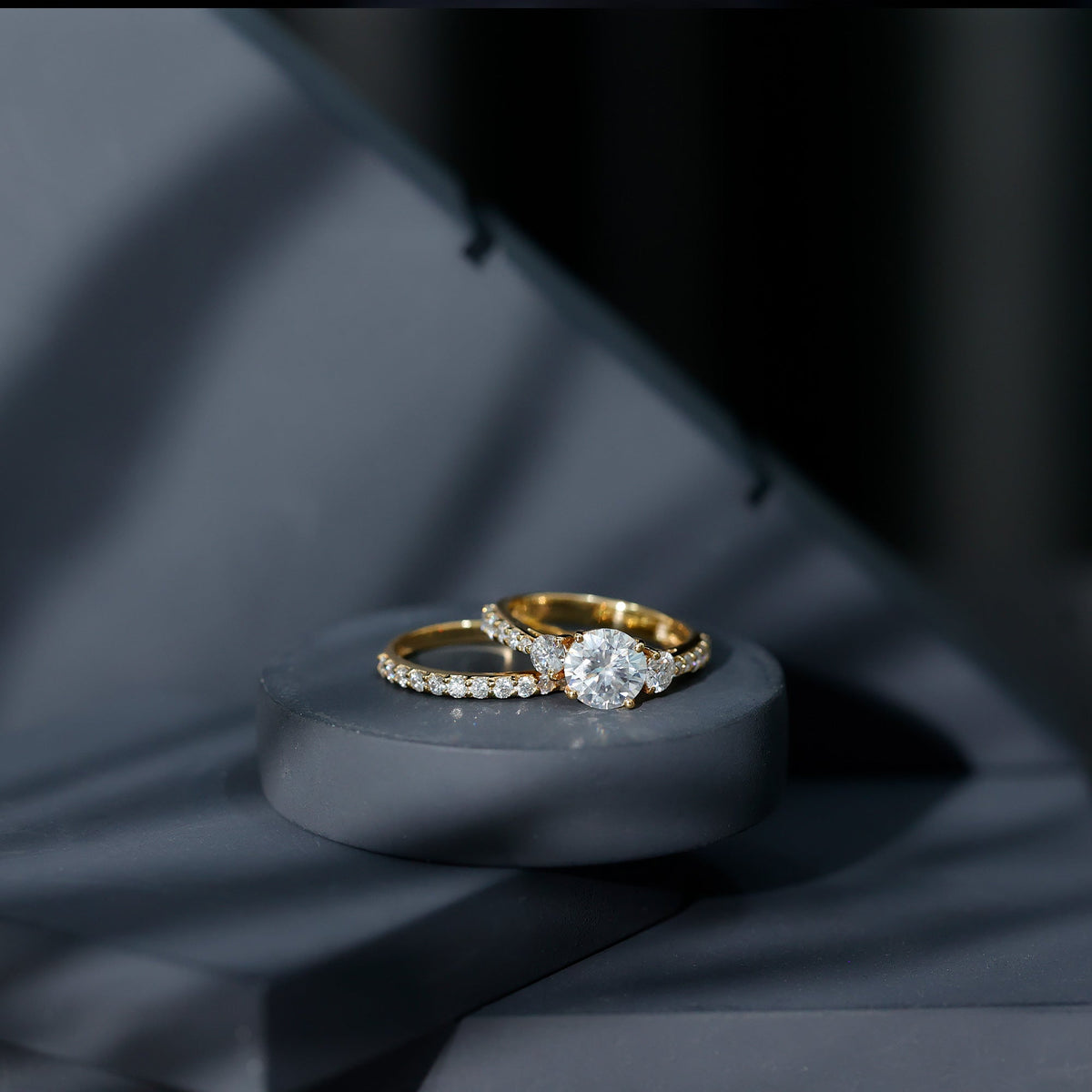 Certified Lab Created Diamond Marriage Ring Set
