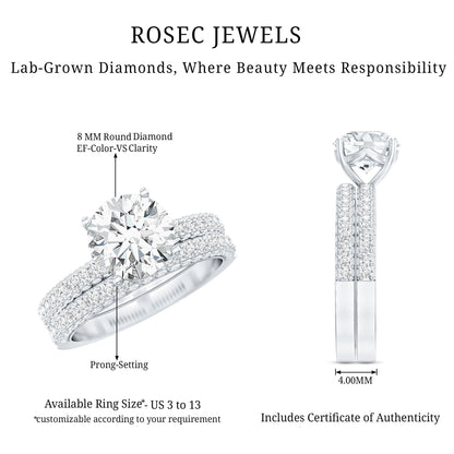 Certified 2 CT Lab Grown Diamond Bridal Ring Set for Her