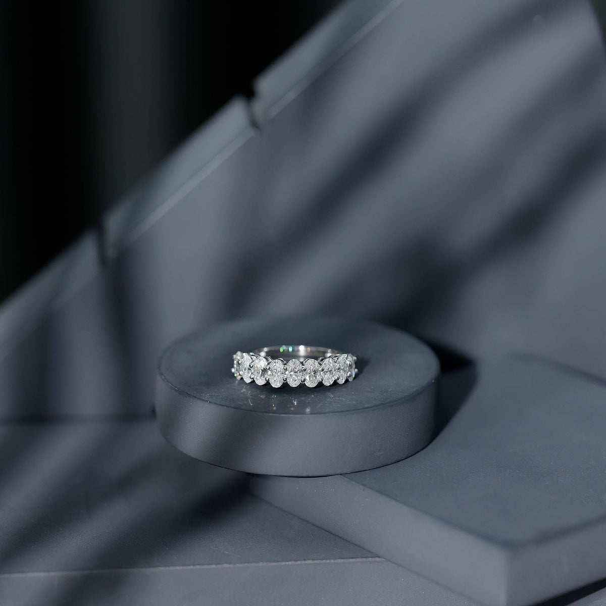 Brilliant Cut Oval Diamond Semi Eternity Ring for Women