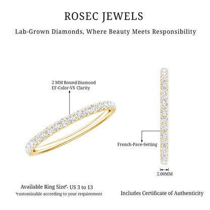 Round Cut Lab Grown Diamond Stackable Eternity Ring