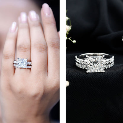 5 Carat IGI Certified Princess Cut Lab Diamond Engagement Ring with Band
