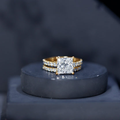 5 Carat IGI Certified Princess Cut Lab Diamond Engagement Ring with Band