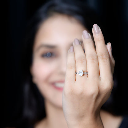 IGI Certified 1 Carat Oval Lab Grown Diamond Engagement Ring with Spaced Accent