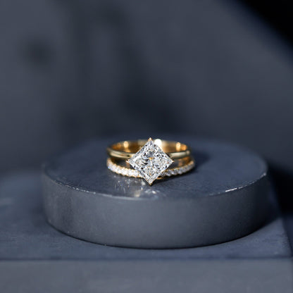 IGI Certified 2 Carat Lab Grown Diamond Princess Cut Bridal Ring Set for Her