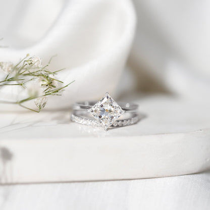 IGI Certified 2 Carat Lab Grown Diamond Princess Cut Bridal Ring Set for Her