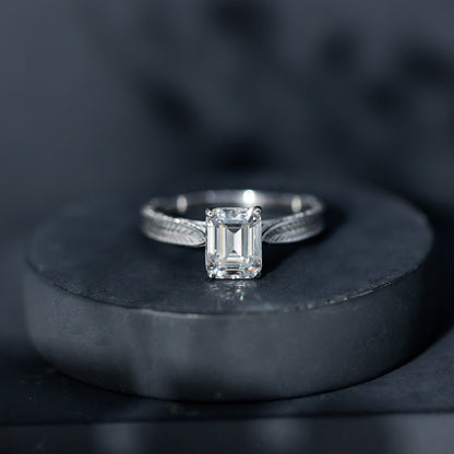 Ethically Sourced 3 Carat Lab Grown Diamond Emerald Cut Engagement Ring IGI Certified