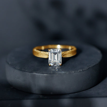 Ethically Sourced 3 Carat Lab Grown Diamond Emerald Cut Engagement Ring IGI Certified