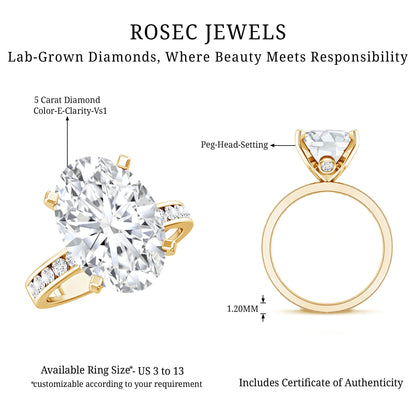 Oval Cut 5 Carat Lab Grown Diamond Big Engagement Ring with IGI Certificate