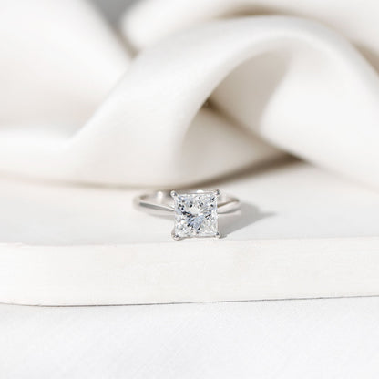 IGI Certified Lab Grown 3 Carat Diamond Princess Cut Engagement Ring Solitaire