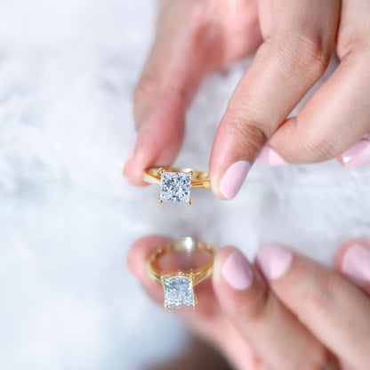 IGI Certified Lab Grown 3 Carat Diamond Princess Cut Engagement Ring Solitaire