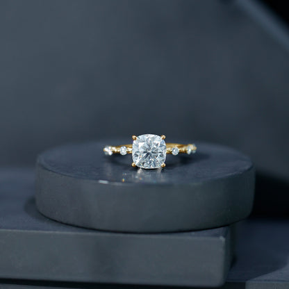 3 Carat IGI Certified Lab Grown Diamond Cushion Cut Engagement Ring for Women