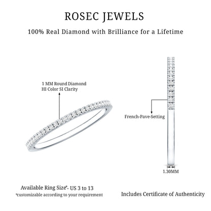 Certified Diamond Half Eternity Ring in Pave Setting