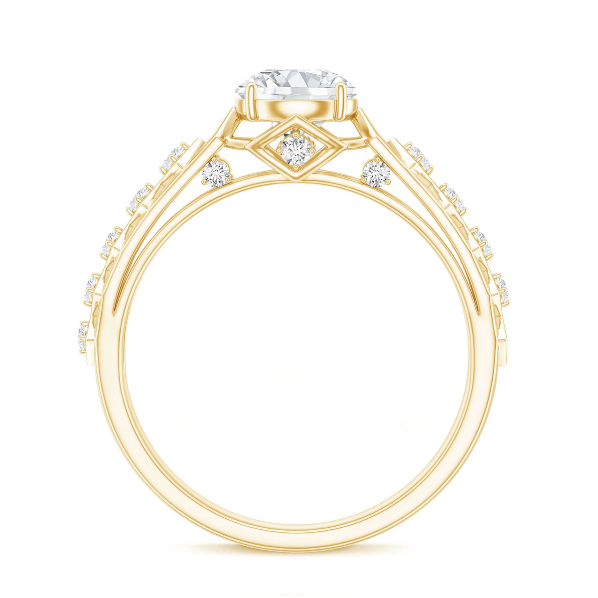 Round Cut Certified Moissanite Art Deco Engagement Ring