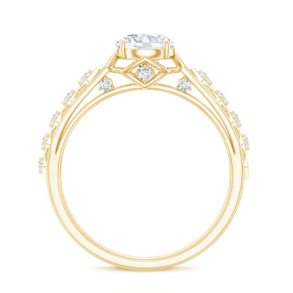 Round Cut Certified Moissanite Art Deco Engagement Ring