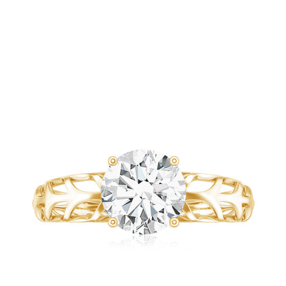 1 Carat Solitaire Moissanite Engagement Ring with Filigree Band
