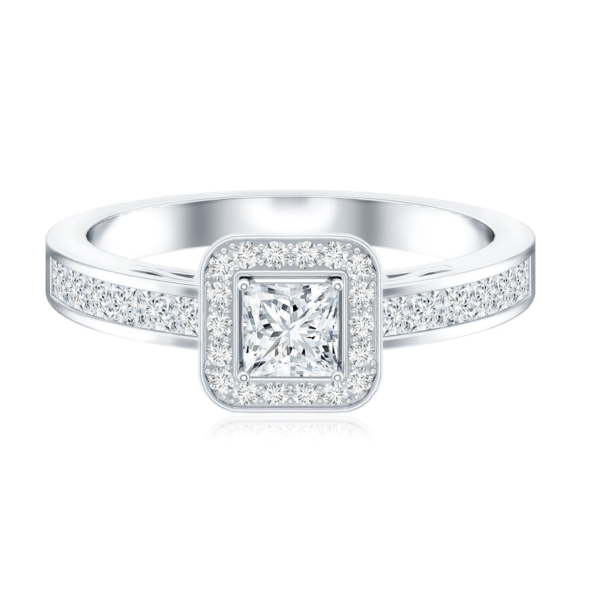 Lab Grown Diamond Princess Cut Engagement Ring with Halo