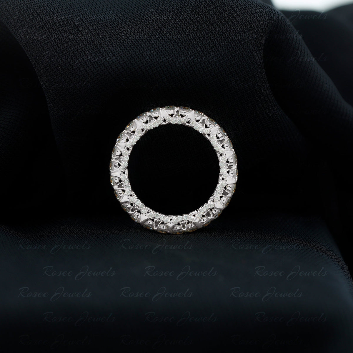 Trellis Set Moissanite Full Eternity Band Ring