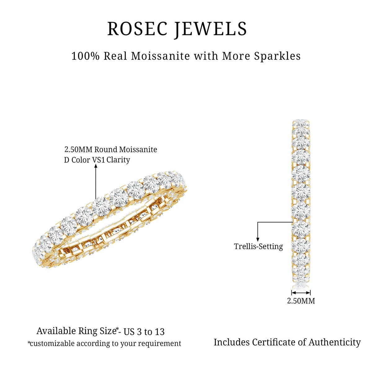 Trellis Set Moissanite Full Eternity Band Ring
