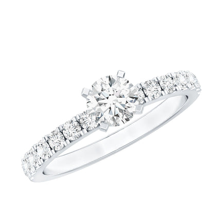 Certified 5 MM Moissanite Traditional Engagement Ring with Side Stones