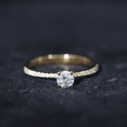 Certified 0.5 Carat Round Moissanite Solitaire Promise Ring