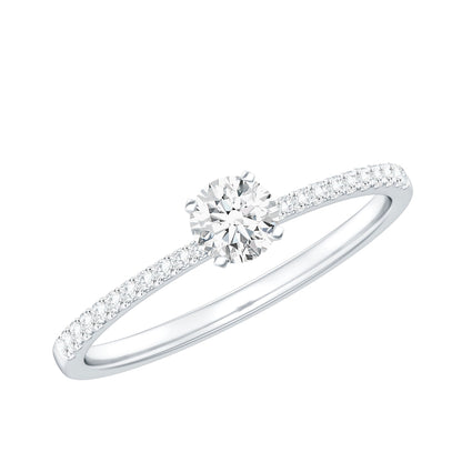 Certified 0.5 Carat Round Moissanite Solitaire Promise Ring