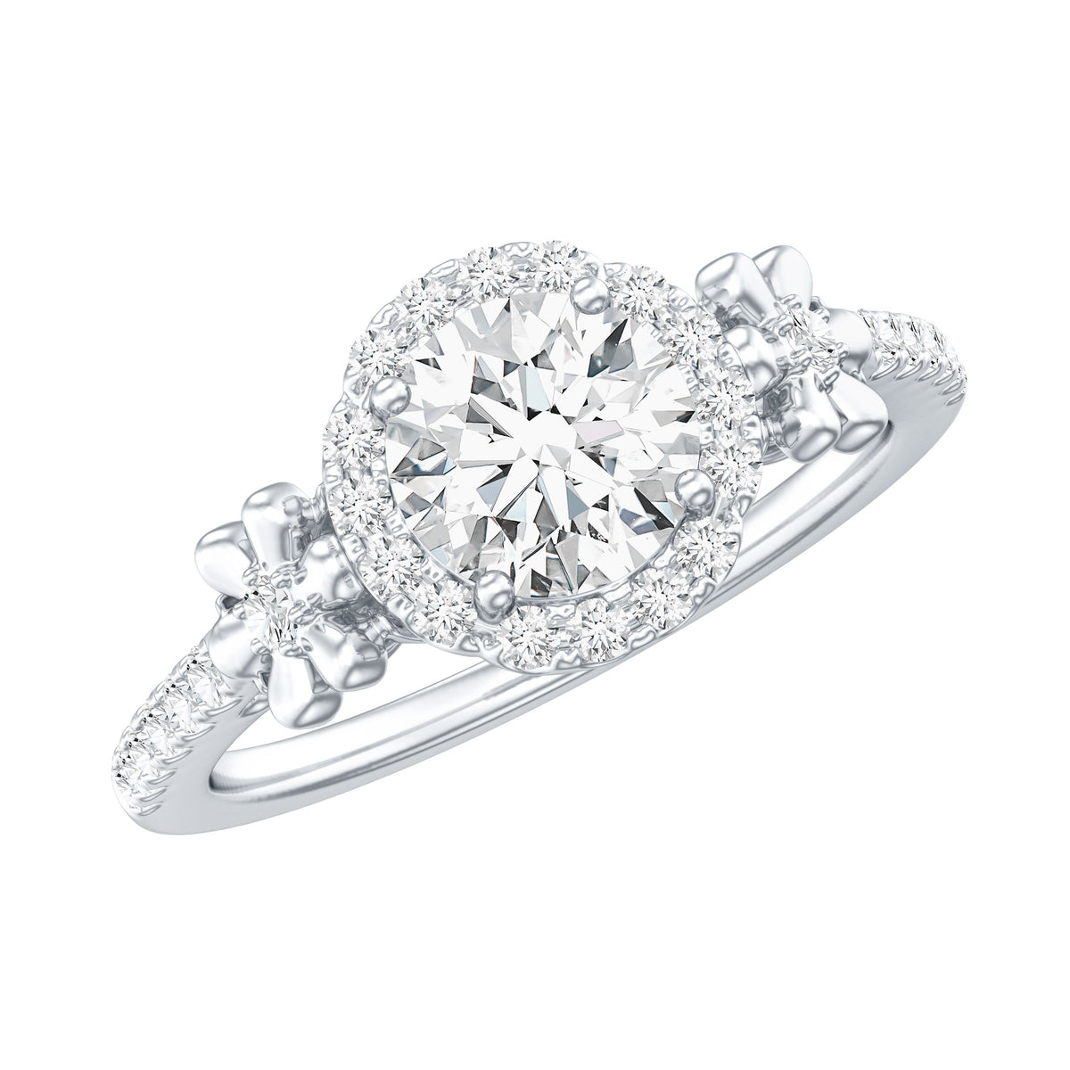 Certified 1.3 Carat Moissanite Floral Engagement Ring for Women