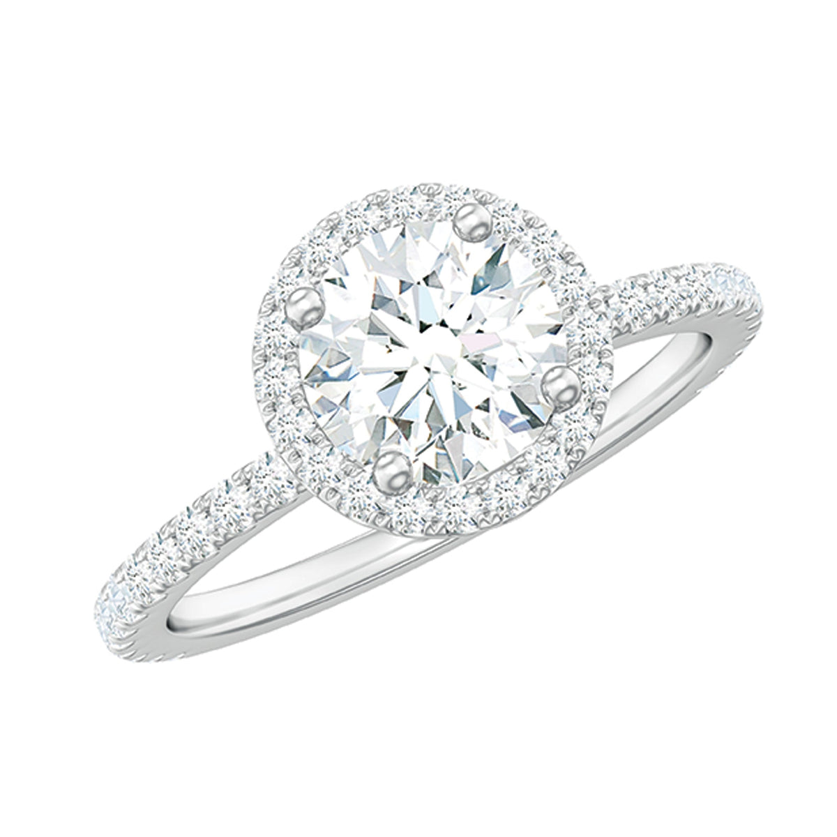 Certified Moissanite Halo Engagement Ring for Her