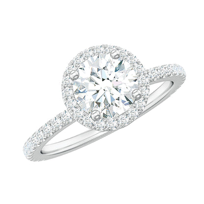 Certified Moissanite Halo Engagement Ring for Her