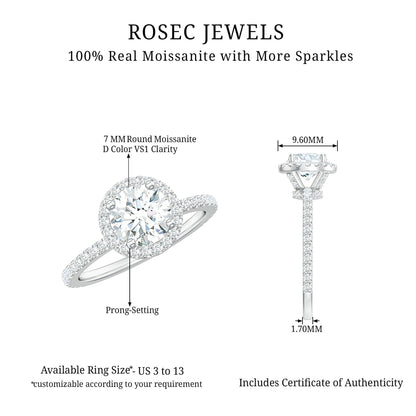 Certified Moissanite Halo Engagement Ring for Her