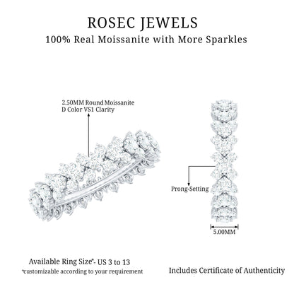 Certified Moissanite Cluster Eternity Ring For Women