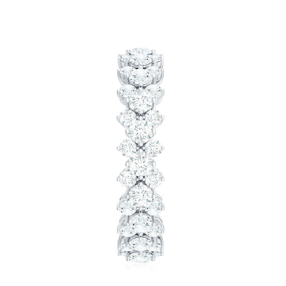 Certified Moissanite Cluster Eternity Ring For Women