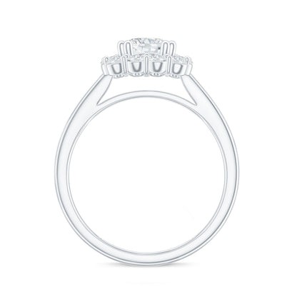 Classic Moissanite Halo Engagement Ring in Double Prong Setting