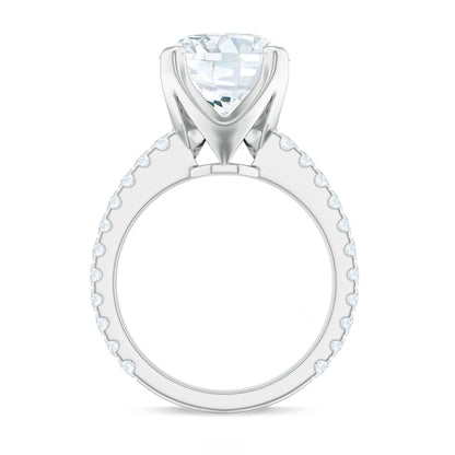 Round 4.4 Carat Moissanite Solitaire Engagement Ring with Side Stones