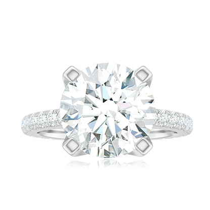 Round 4.4 Carat Moissanite Solitaire Engagement Ring with Side Stones